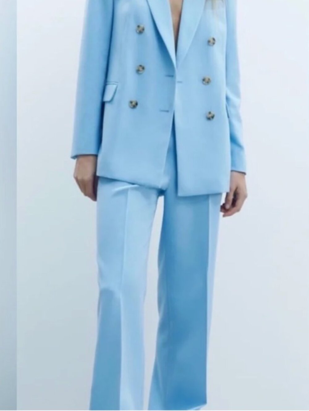 Zara Light Blue Side Zipper Straight Leg Trousers Size S